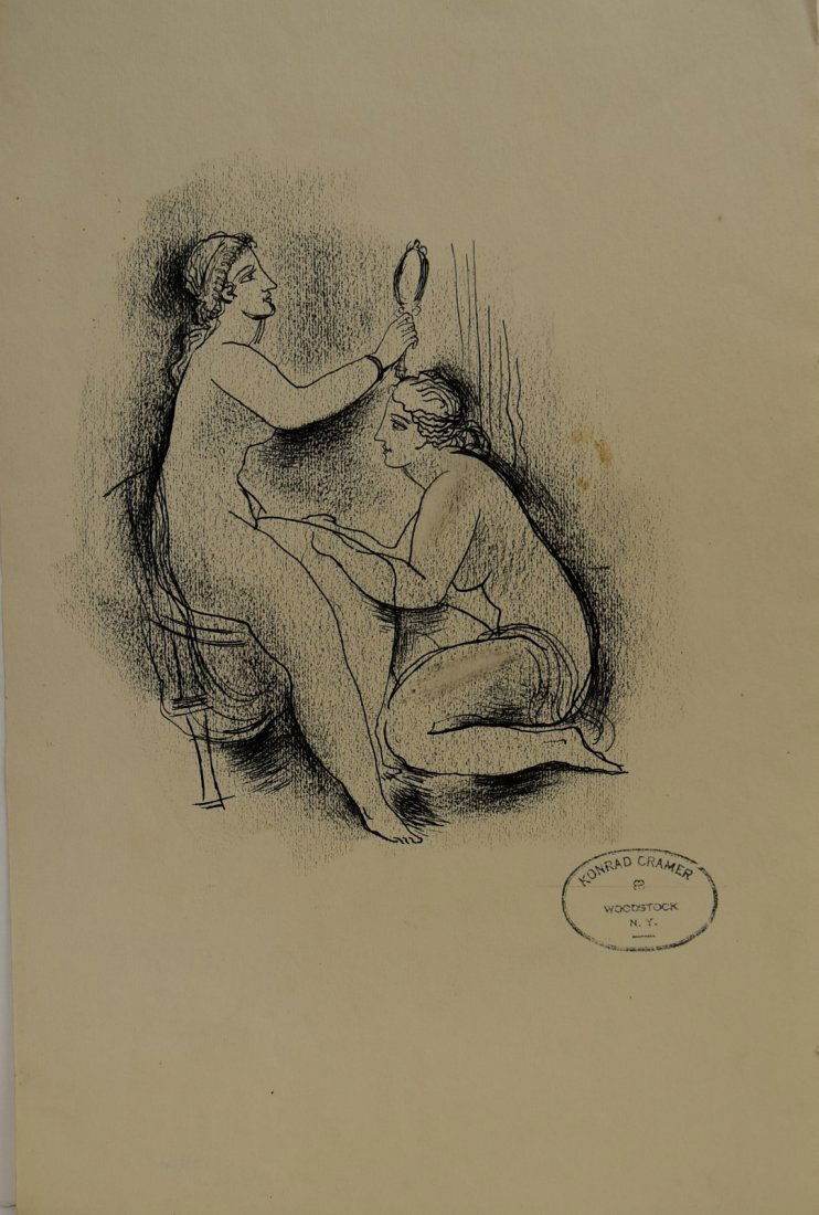 Konrad Cramer; 20thC. American Ink Drawing Signed (1 of 4)