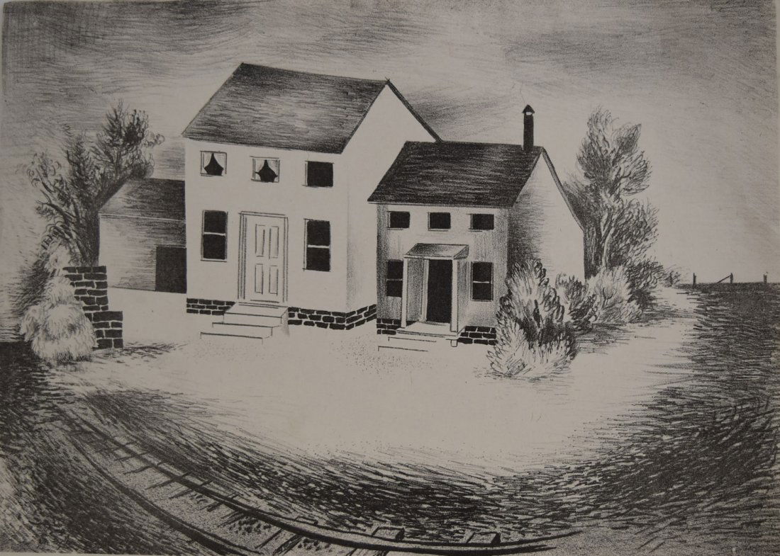 Konrad Cramer; 20thC. American Lithograph: Lithograph. Stony Hollow. Inscribed by the artist's daughter and having estae stamp on reverse; 11in. X 14in.