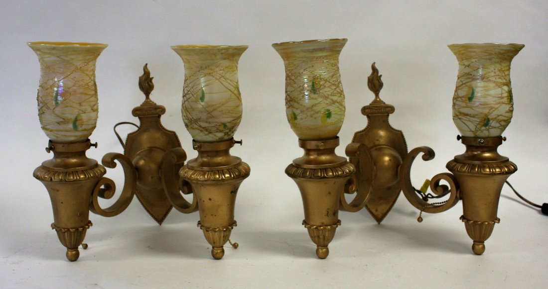 Pair of Victorian Double Arm Bronze Sconces (1 of 5)