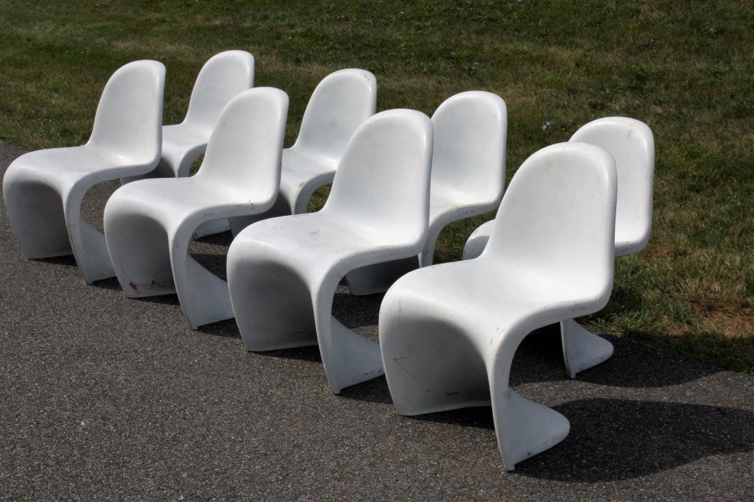 Verner Panton S Chairs Set 8 Molded Plastic (1 of 5)