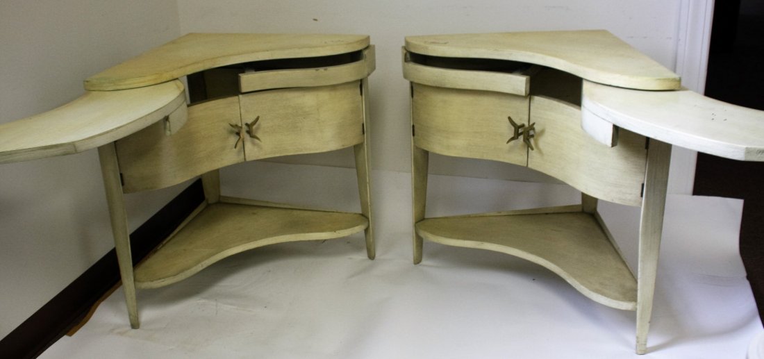Pair Unusual Hollywood Regency Bed Stands (1 of 7)