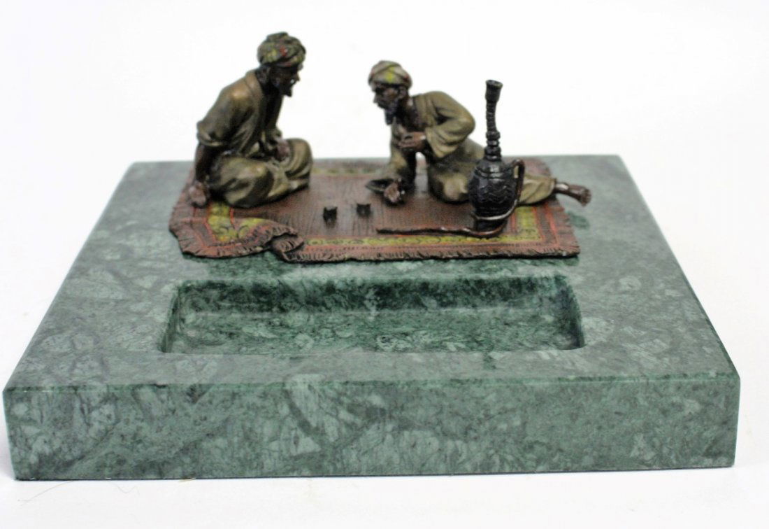 Mid Eastern Style Bronze and Marble Figural Desk Tray (1 of 7)