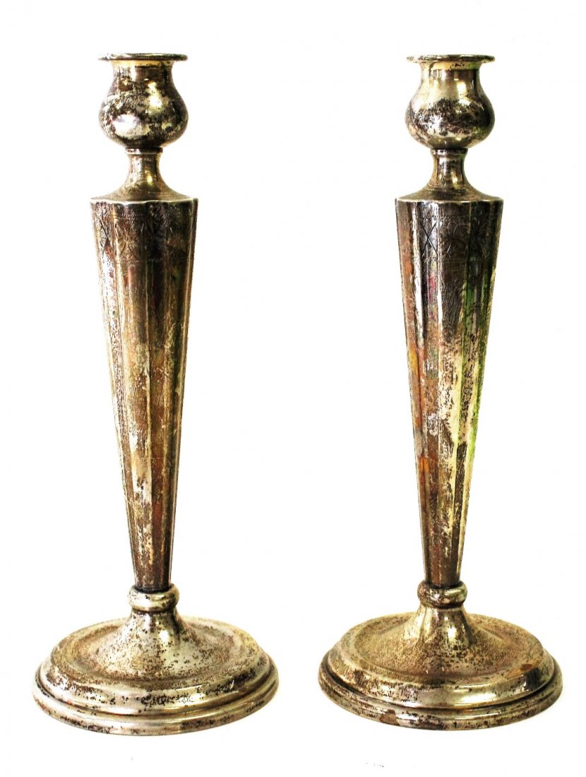 Pair Sterling Silver Candlesticks (1 of 5)