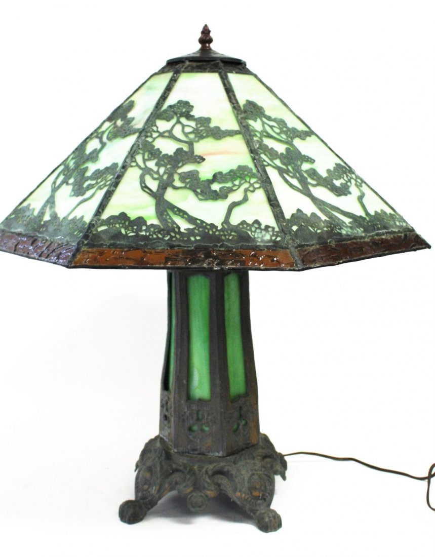 Victorian Style Slag Glass Overlay Lamp (1 of 5)