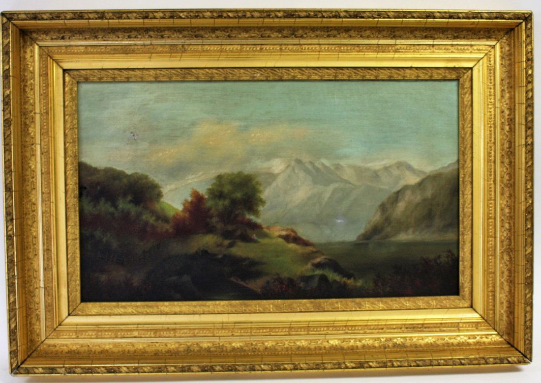 19thC. American School; Oil Mountaineous Landscape (1 of 6)