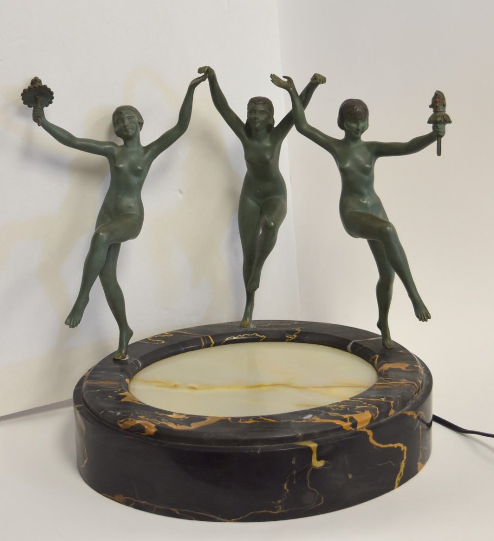 Max Le Verrier(attributed to); Art Deco Figural Lamp (1 of 7)