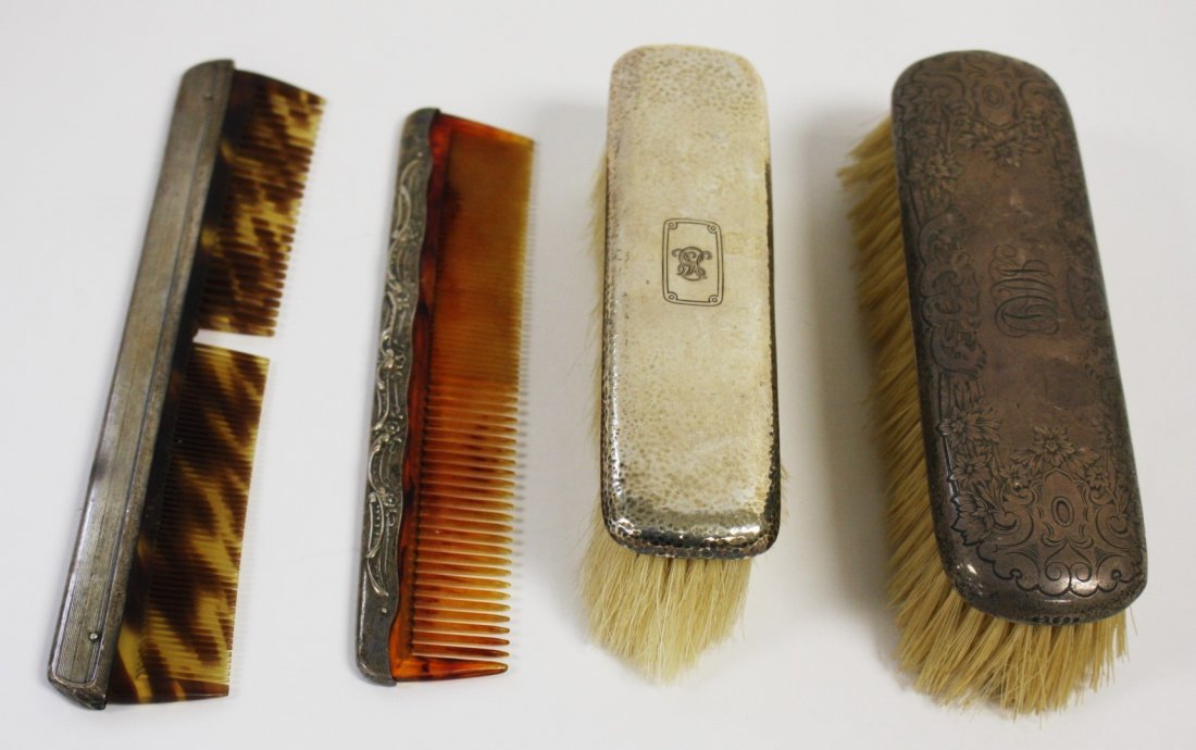 Four [4] Assorted Sterling Brushes, Combs (1 of 5)