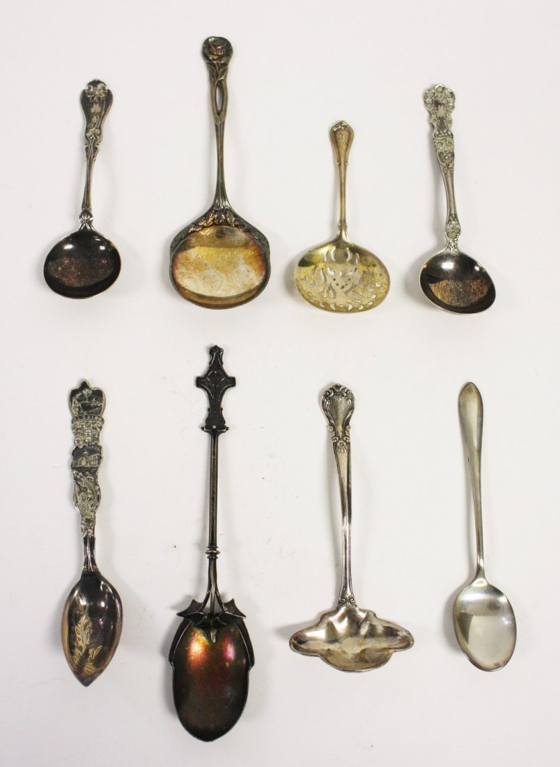 Eight [8] Assorted Sterling Spoons And Serving (1 of 5)