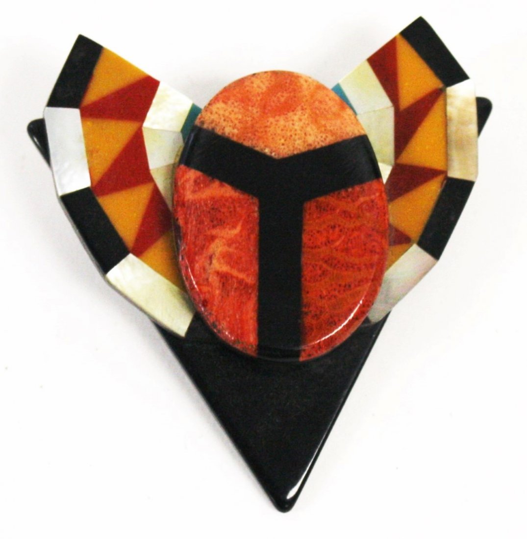 Mid Century Bakelite, Mother Of Pearl Brooch (1 of 4)