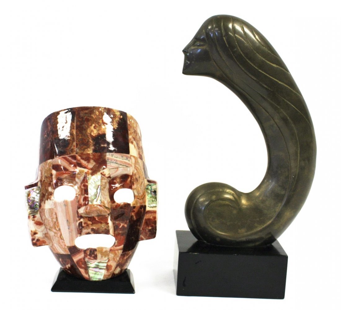 Two [2] Mask Sculpture, Brass Sculpture (1 of 5)