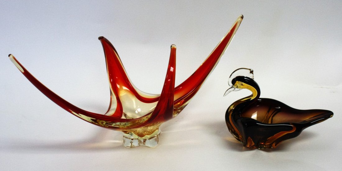 Two [2] Art Glass Sculpture Bowls (1 of 10)