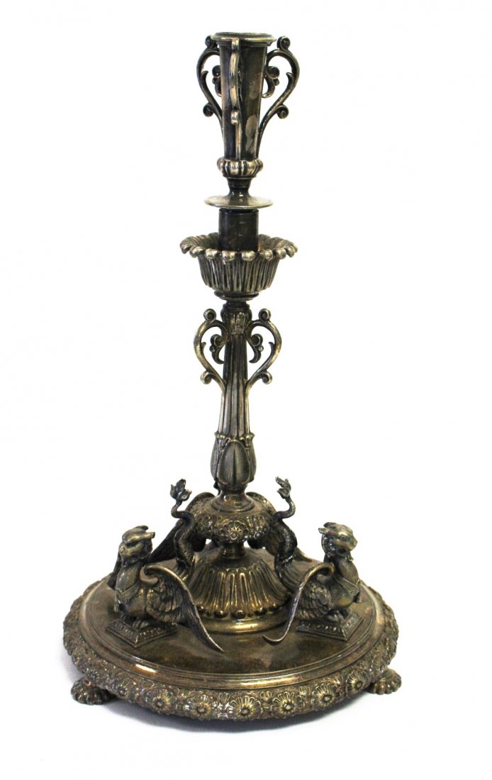 19thC. English Silverplate Candlestick (1 of 6)