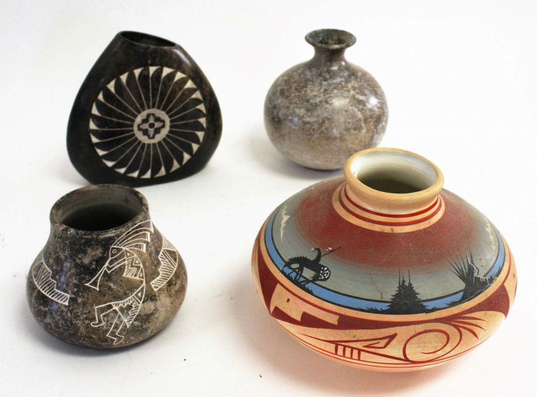 Four(4) Southwest Indian Pottery Vases (1 of 6)