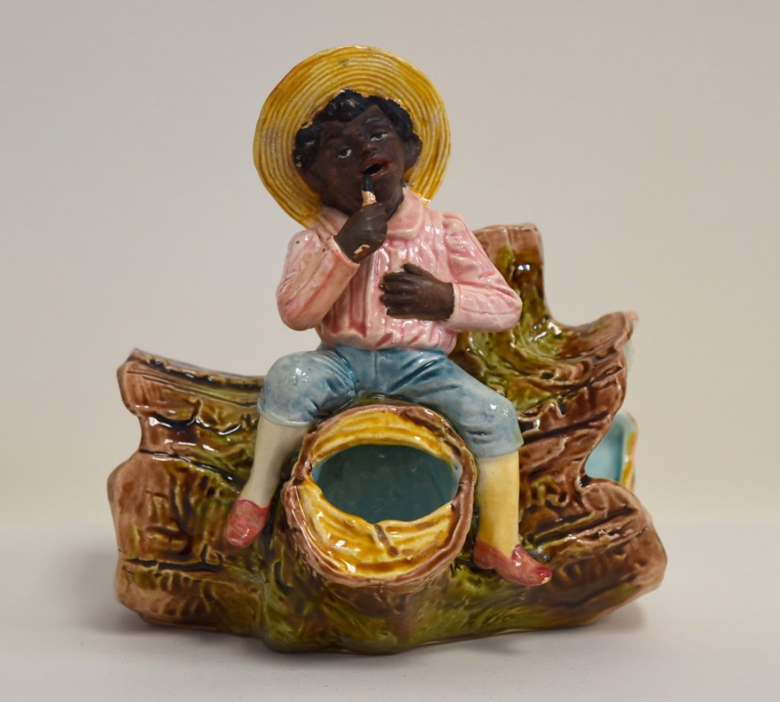 19thC. Majolica Figural Pottery Match Safe (1 of 7)