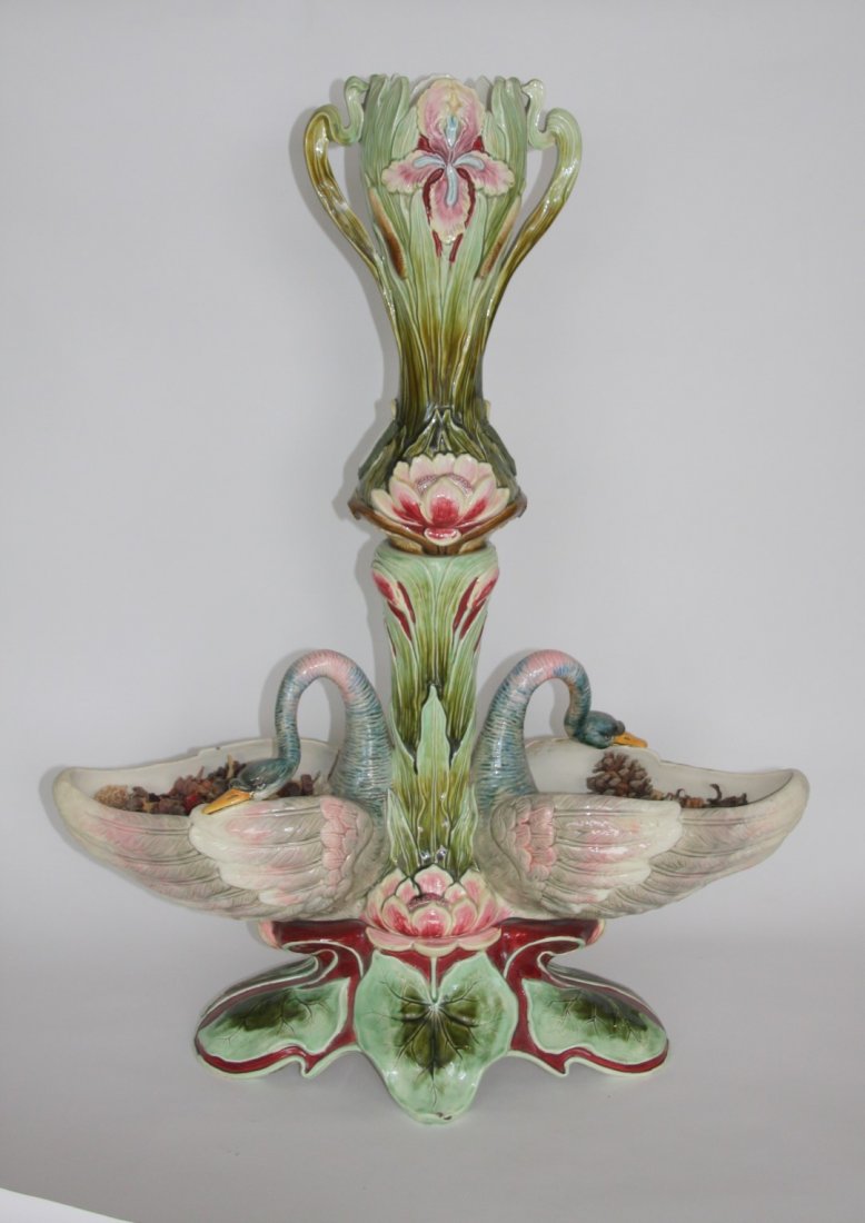 19thC. Majolica Art Nouveau Pottery Planter (1 of 10)