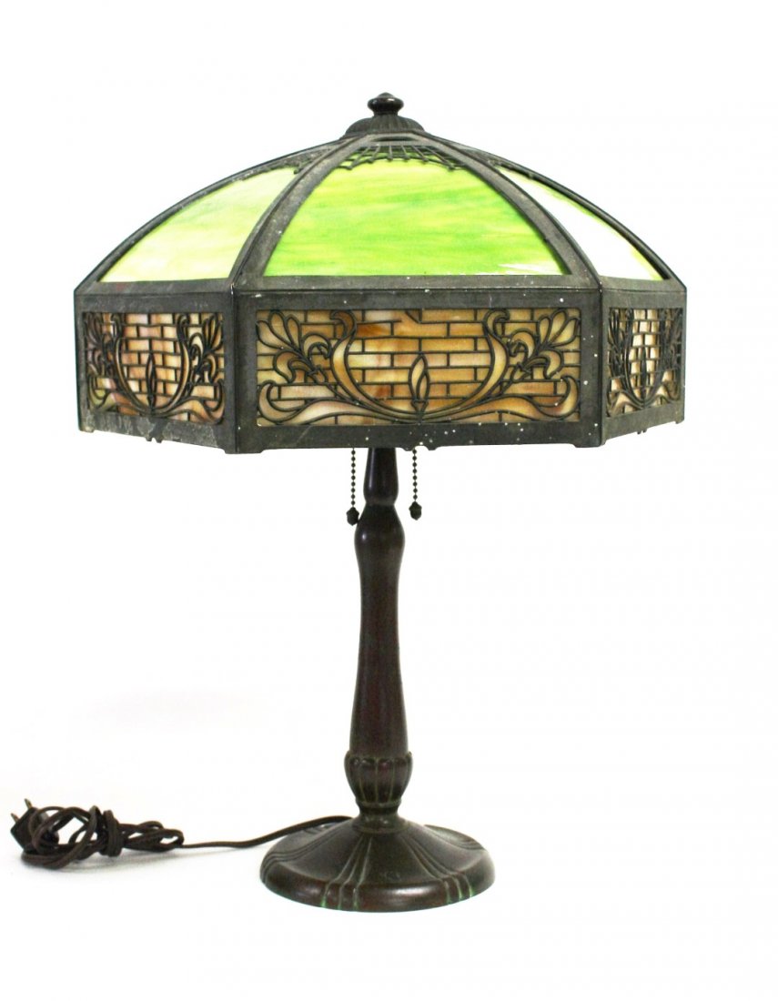 Handel Overlay Slag Glass Table Lamp (1 of 9)