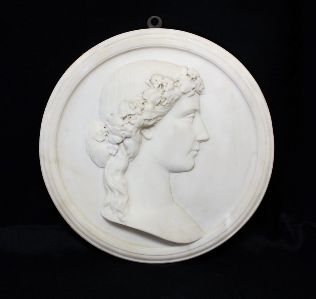 Margaret Foley; 19thC. American Marble Portrait Plaque (1 of 6)