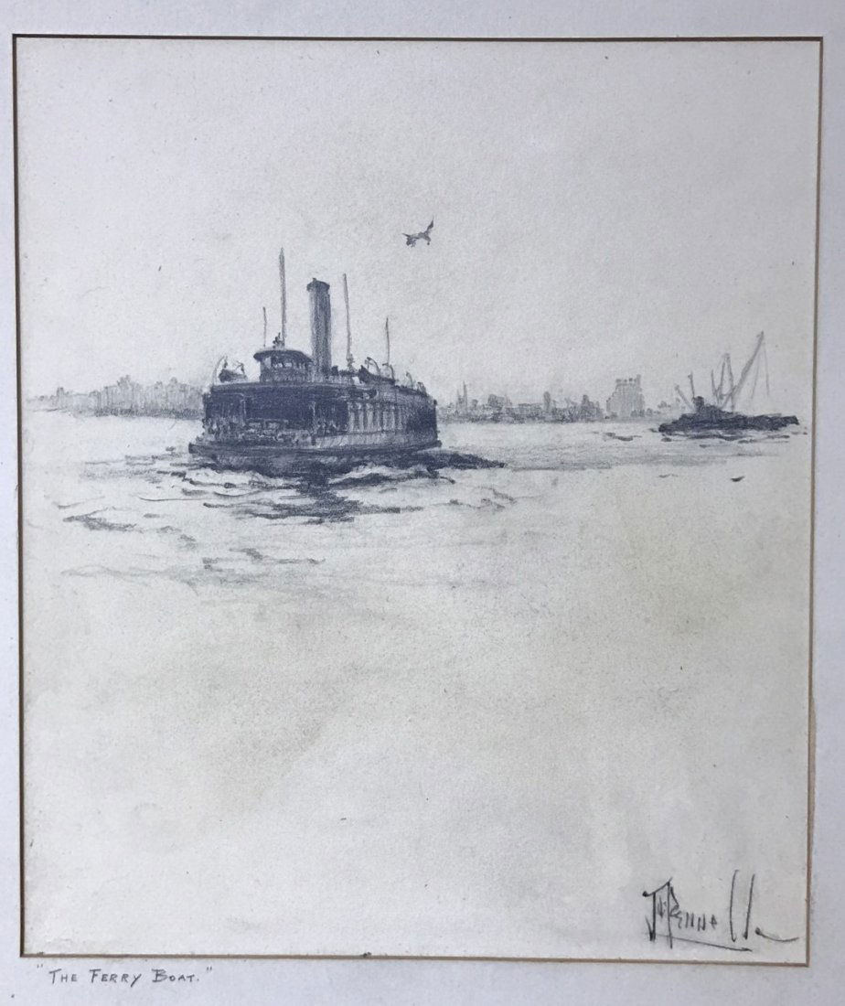 Joseph Pennell; American Charcoal Drawing Signed (1 of 6)