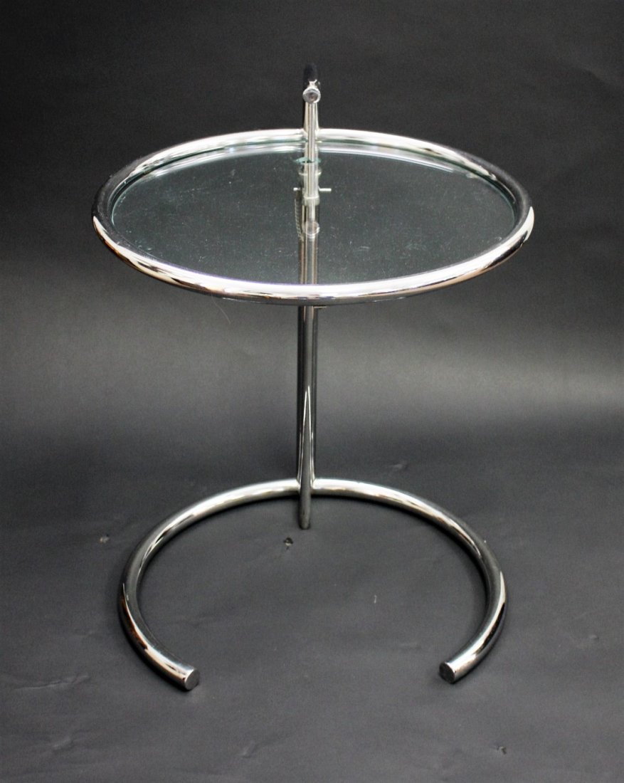 Eileen Gray; 20thC. Chrome and Glass Table (1 of 6)
