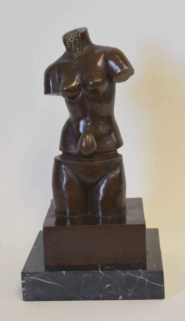 Salvador Dali(after); Bronze Space Venus Signed: Bronze grouping. Space Venus. Inscribed. Marble base; 11.25in.H. x 6in.W.