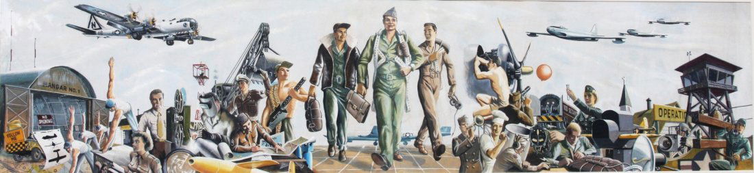 20thC. US Military Gouache Mural Illustration (1 of 4)