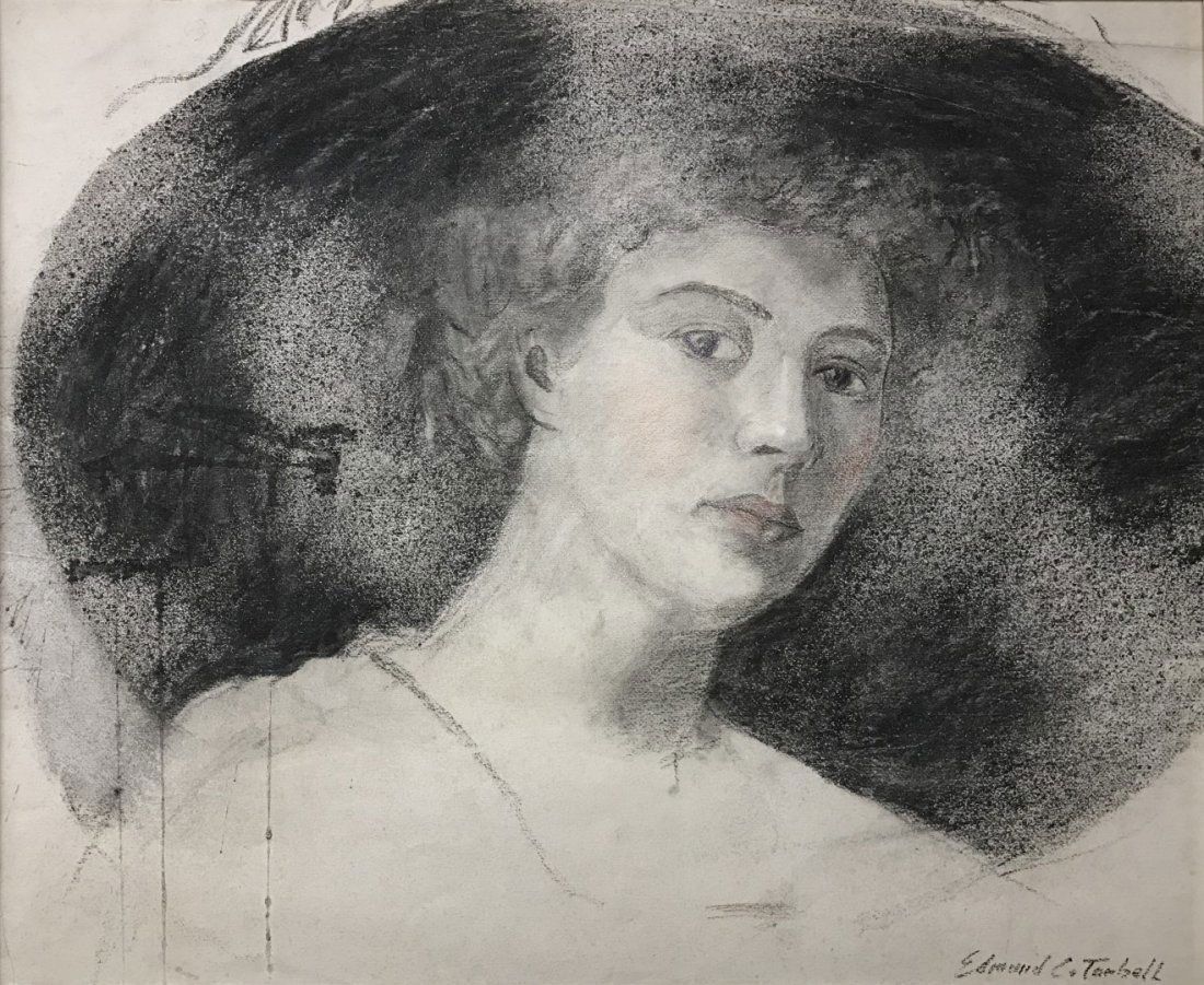 Edmund C. Tarbell; American Mixed Media Portrait Signed (1 of 4)