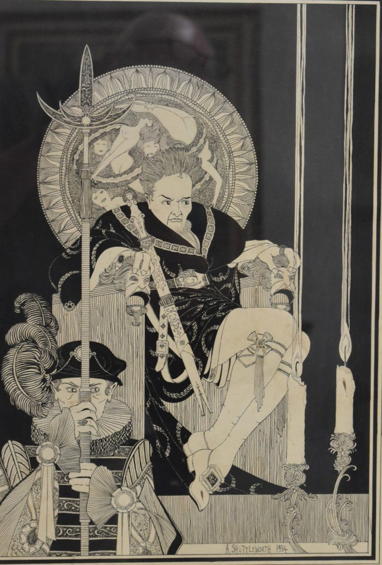 A. Shuttleworth; 20thC. Ink Illustration Signed (1 of 6)