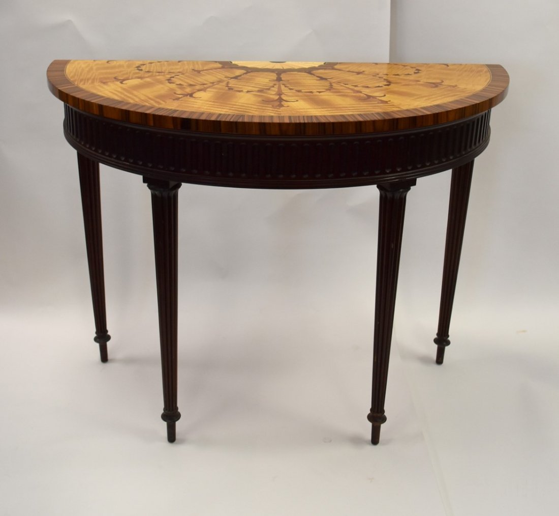 Inlaid Mahogany Demilune Console Table (1 of 6)