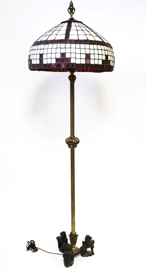 Victorian Brass And Bronze Base Floor Lamp (1 of 9)