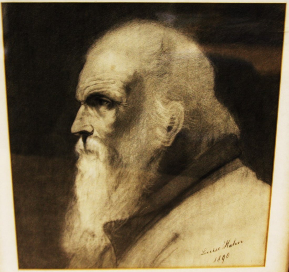 Louis Hahn; 19thC. Charcoal Drawing Signed (1 of 6)