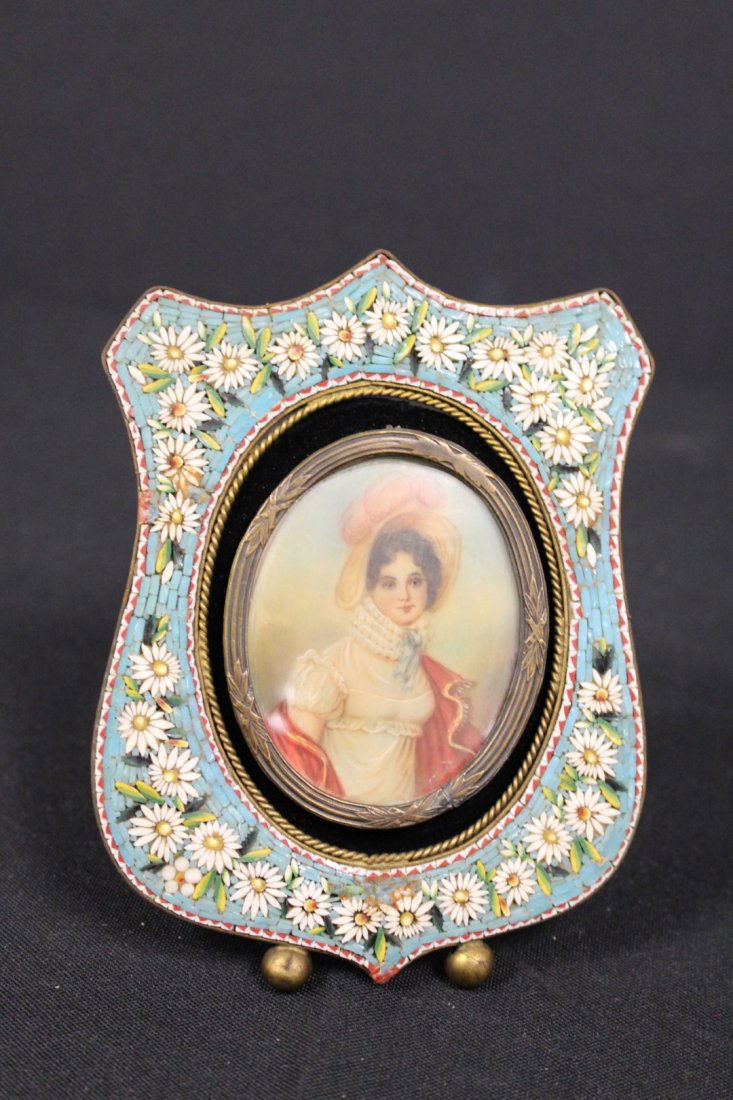Victorian Miniature Painting in Micro Mosaic Frame (1 of 4)