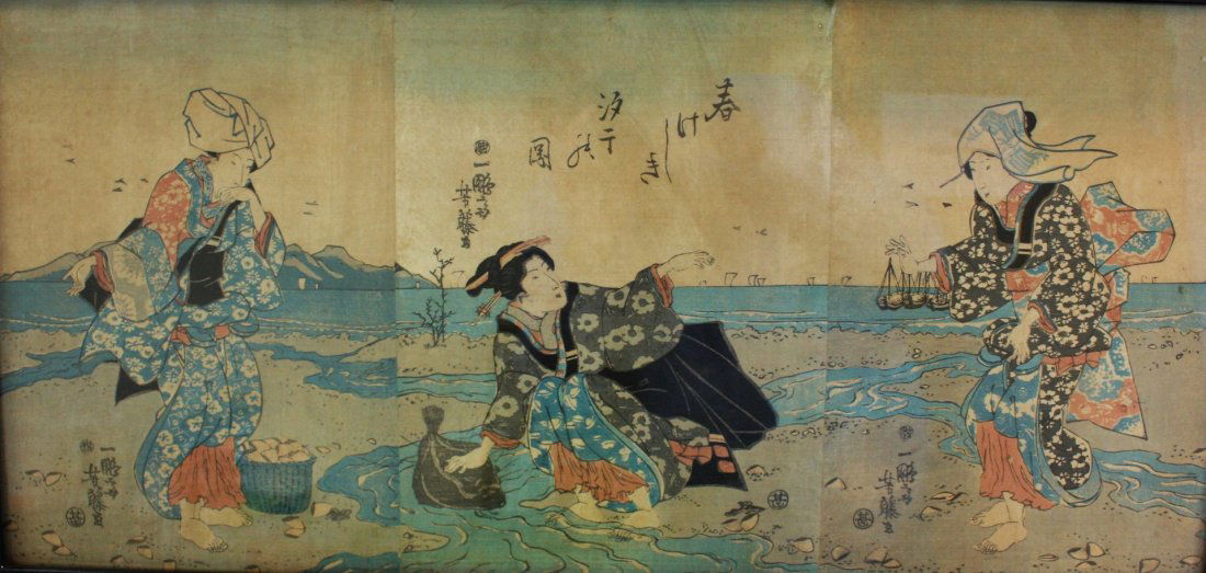 Japanese Color Woodblock Triptych (1 of 9)