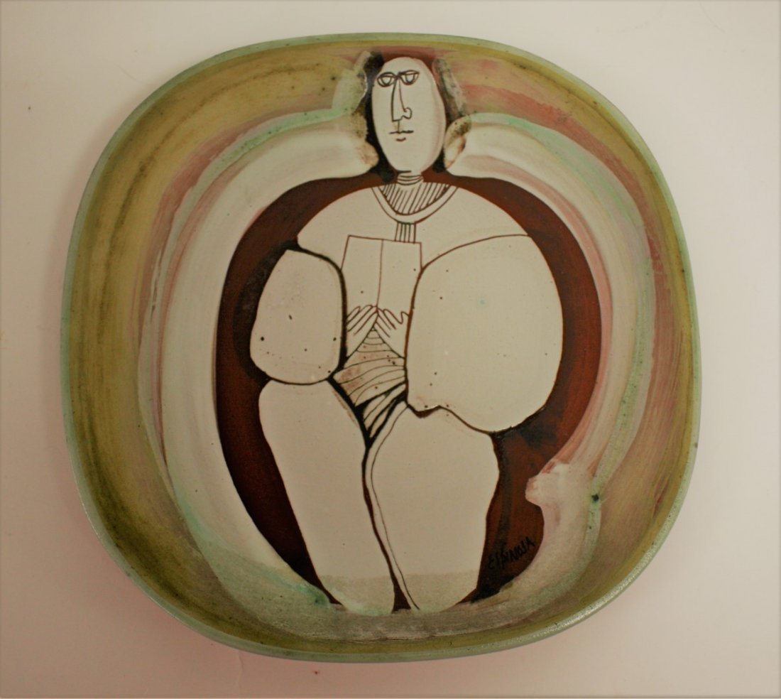 Espinosa; 20thC. Spanish Art Pottery Plate Signed (1 of 6)