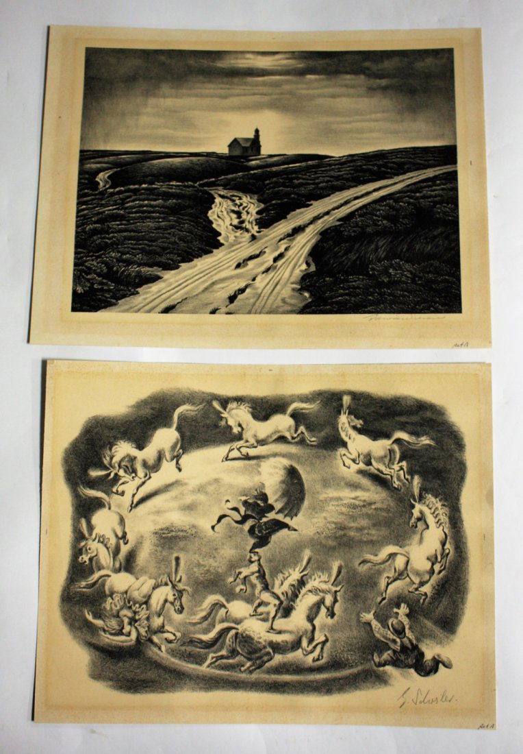 Two(2) 20thC.  American Lithographs Signed (1 of 6)