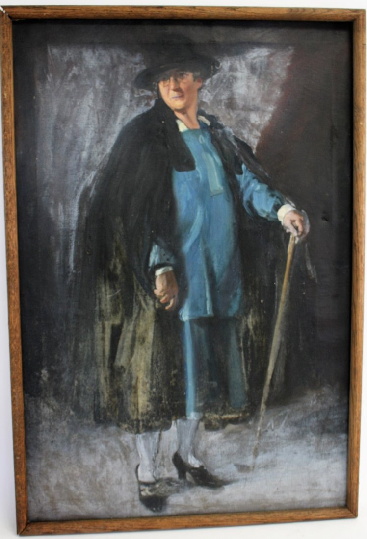 20thC. Oil Painting - Portrait of a Man: Oil on canvas. Portrait of a Cloaked Gentleman. Unsigned; 36 in. x 24 in.