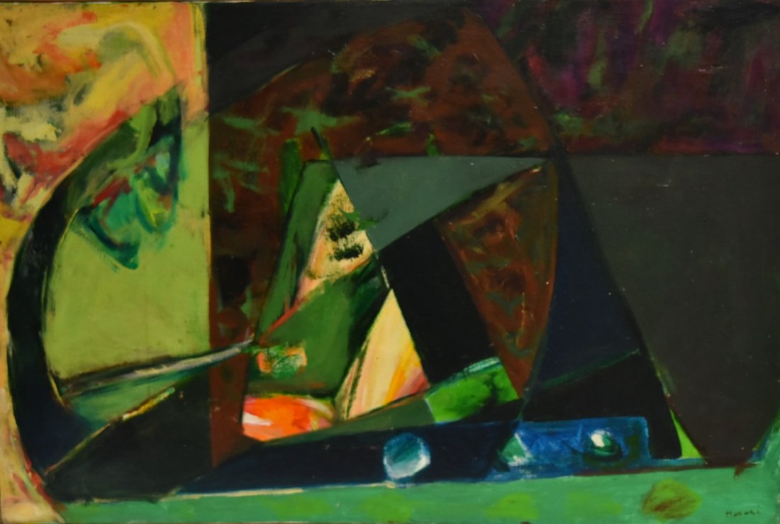 Hananiah Harari; 20thC. American Modernist Oil Painting (1 of 6)