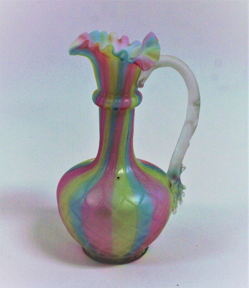 Victorian Rainbow Mother of Pearl Satin Glass Ewer (1 of 4)