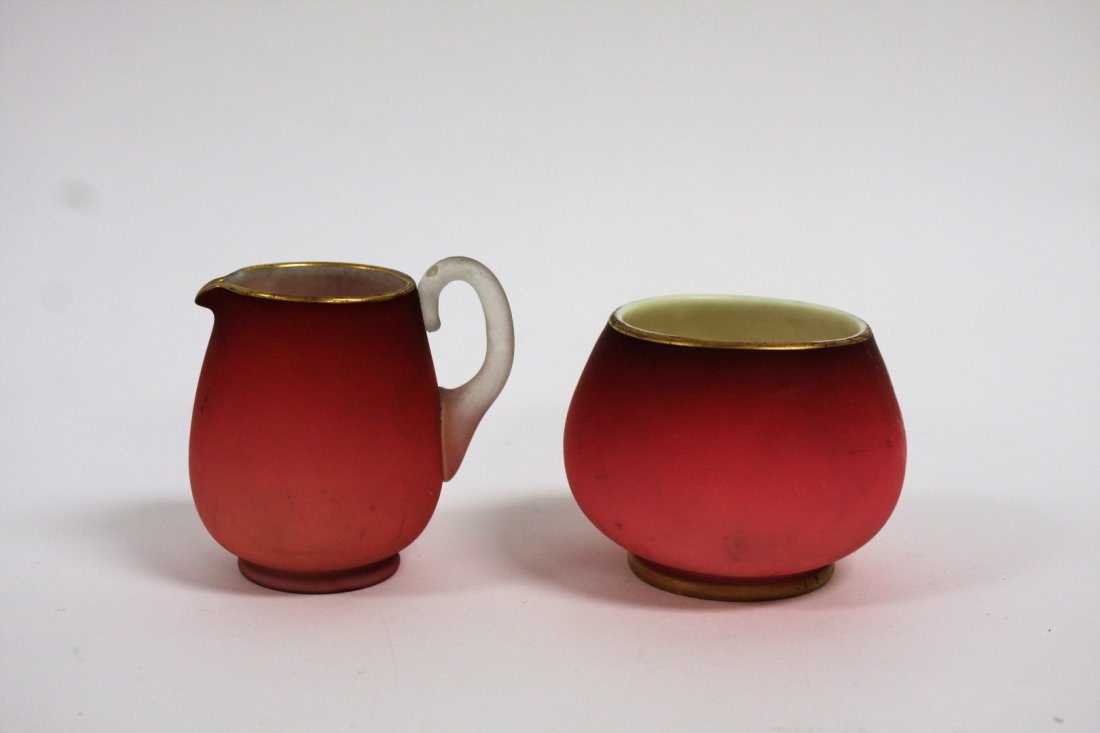 Webb Peachblow Glass Sugar and Creamer (1 of 4)