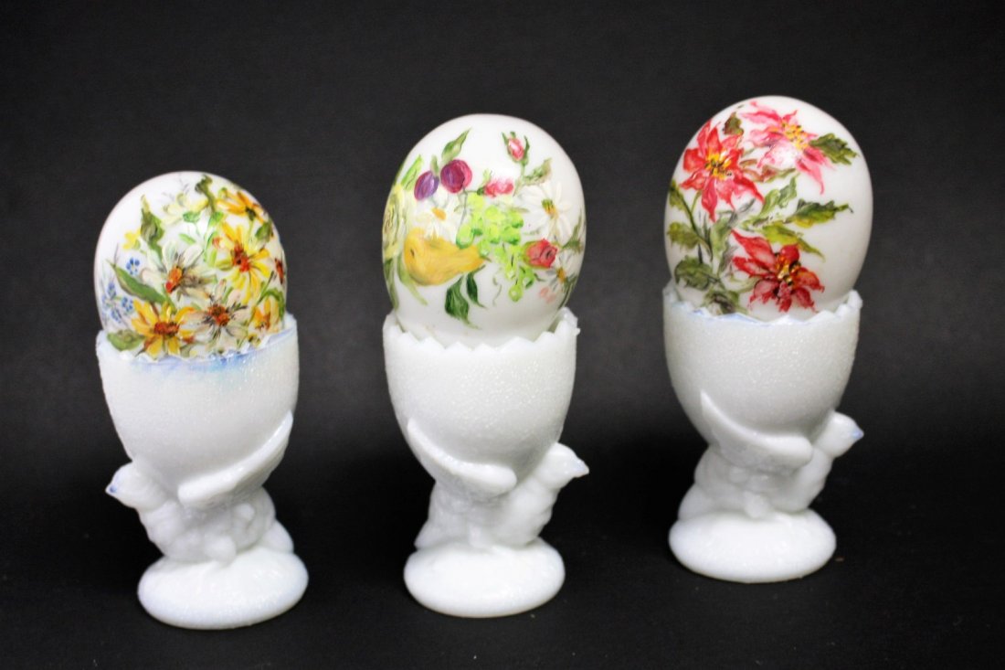 Three(3) Victorian Opalesent Glass Egg Cups (1 of 5)