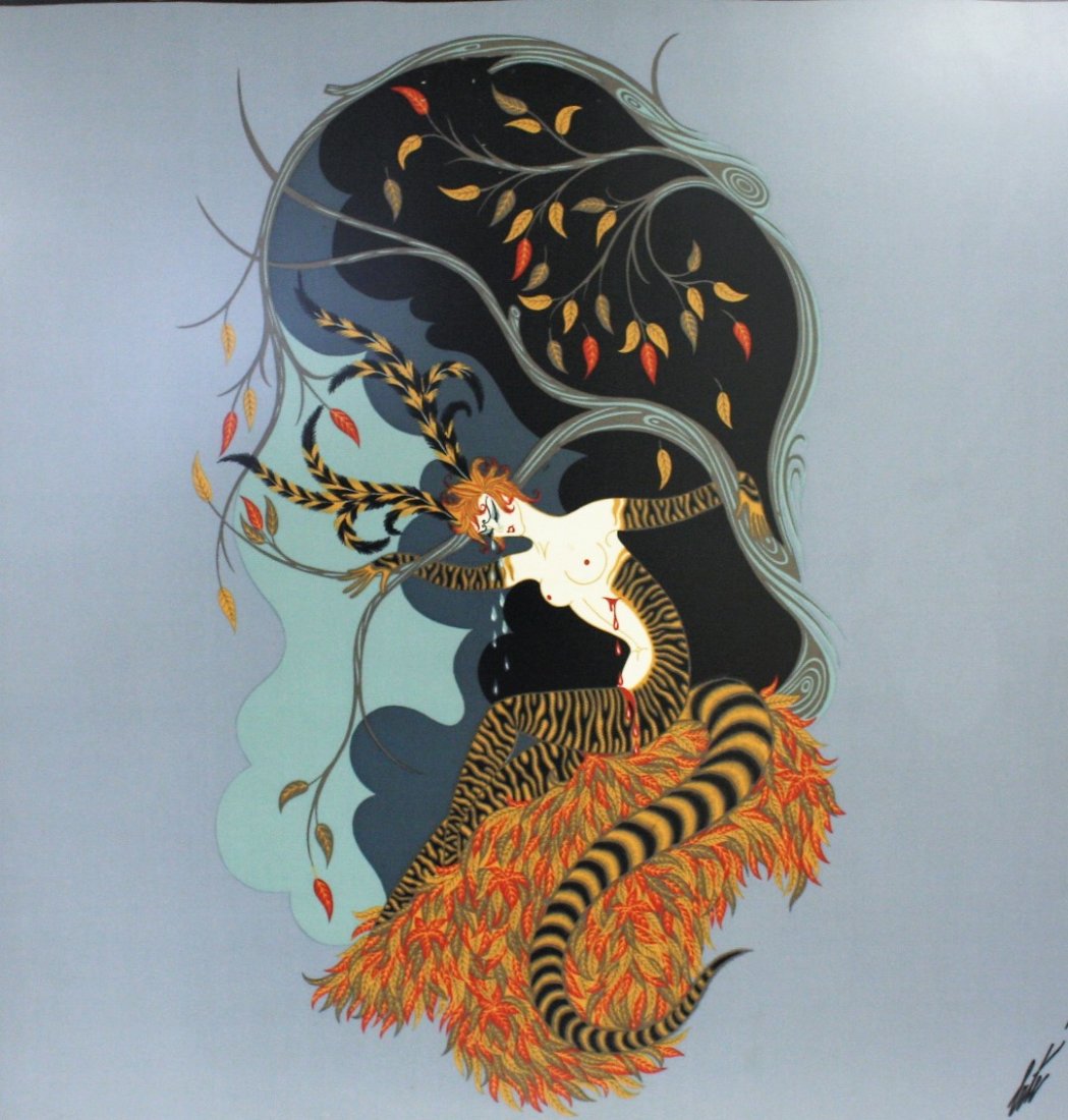 Erte(Romain de Tirtoff); Framed Art Deco Scarf Signed (1 of 5)