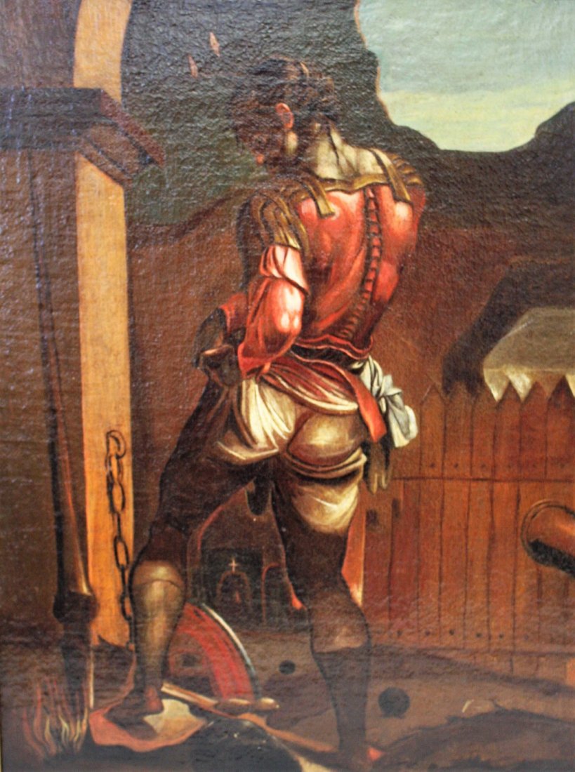 19thC. Continental School; Oil on a Roman Soldier (1 of 6)