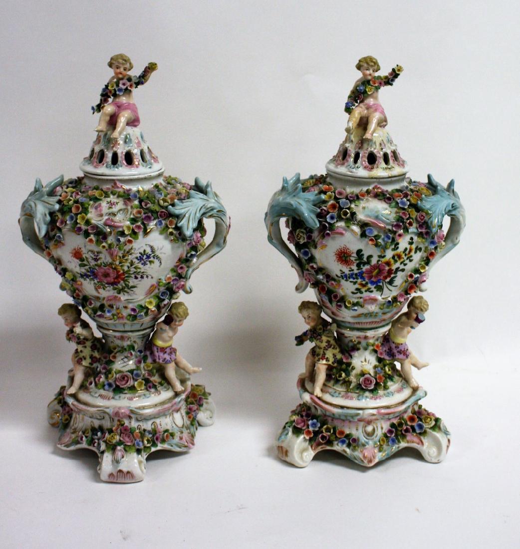Pair of Meissen Style Figural Porcelain Urns (1 of 11)