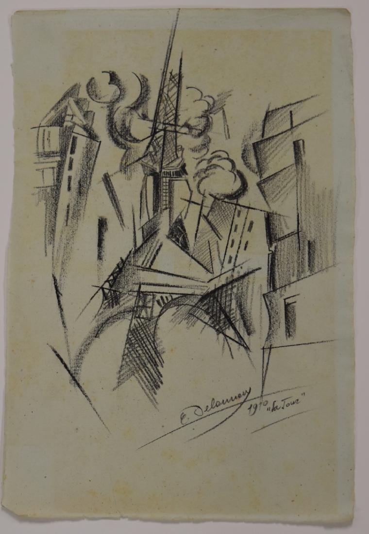 E. Delaunay; French Carcoal Drawing - La Tour Signed (1 of 6)