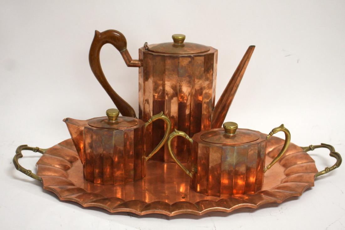 Four(4) Piece Mexican Copper Tea Set (1 of 5)