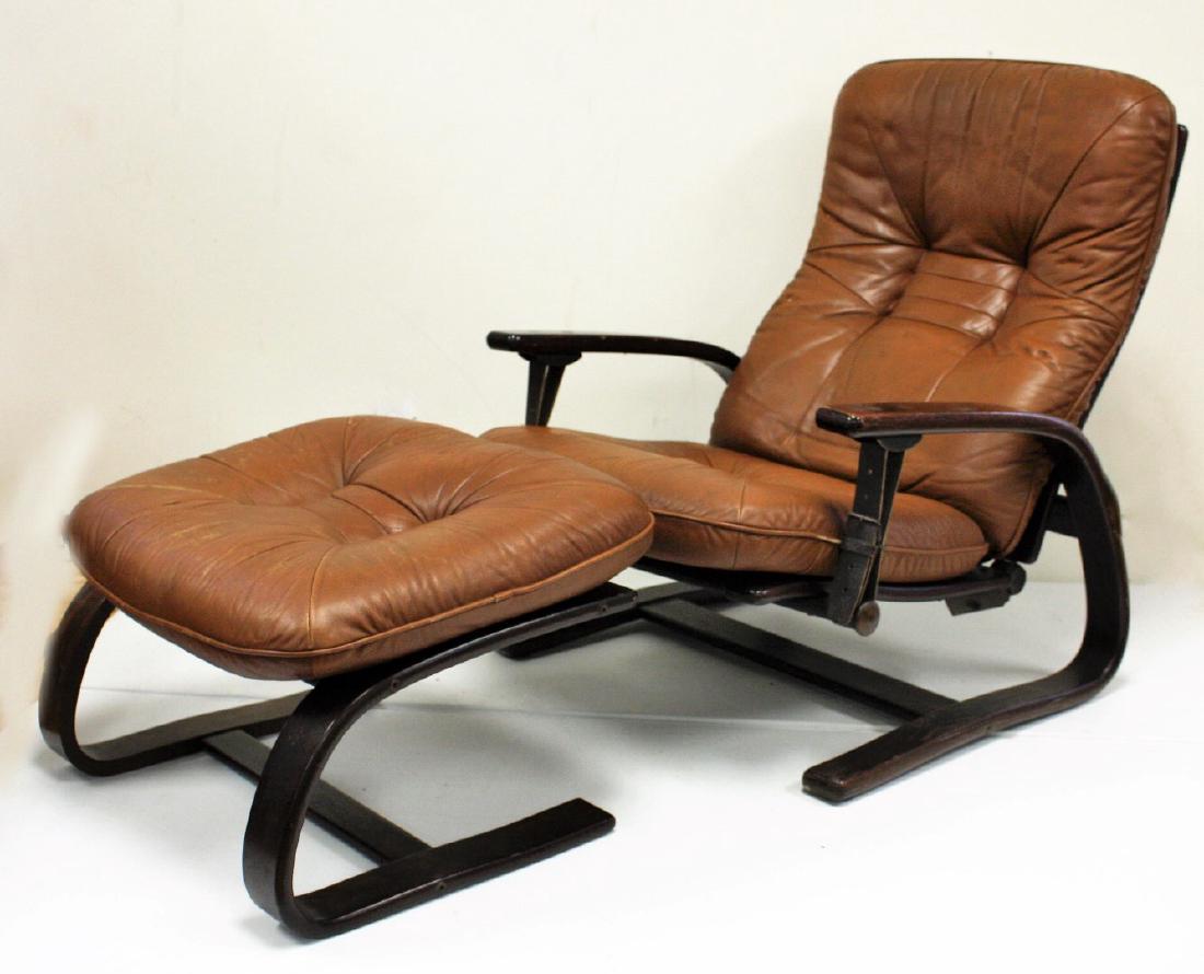 Westnofa Rosewood and Leather Sling Chair and Ottoman (1 of 8)