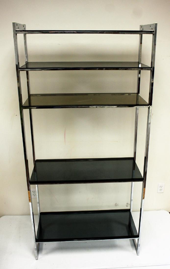 Milo Baughman Style Chrome and Glass Wall Unit (1 of 4)