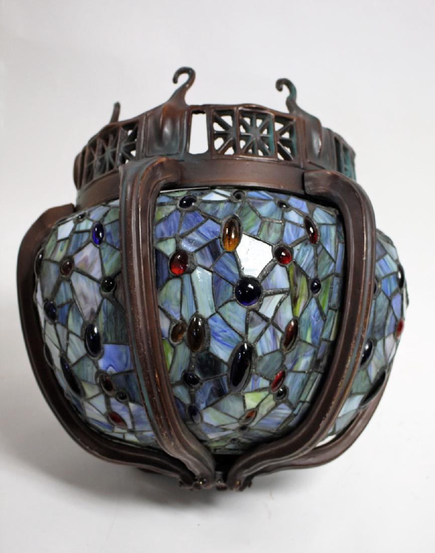 Unusual Leaded Glass Hanging Fixture (1 of 6)