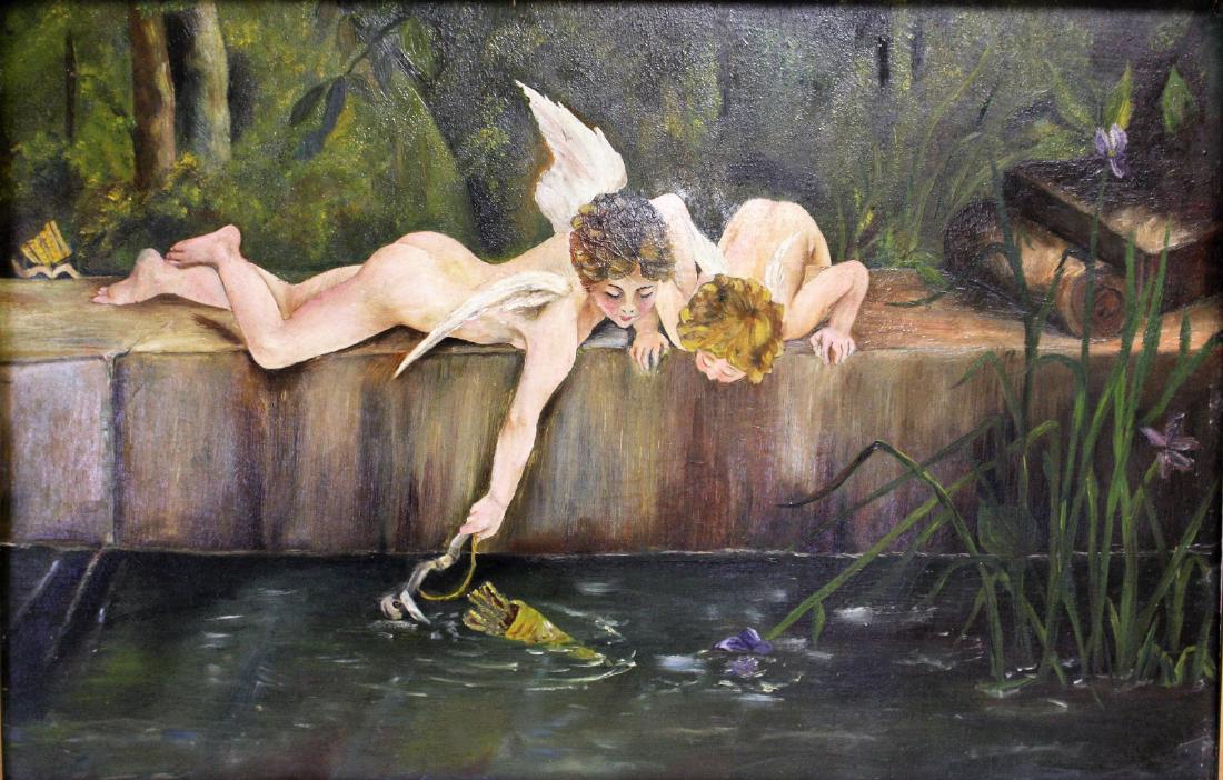 19thC. Continental School; Oil Painting - Cupid's (1 of 4)