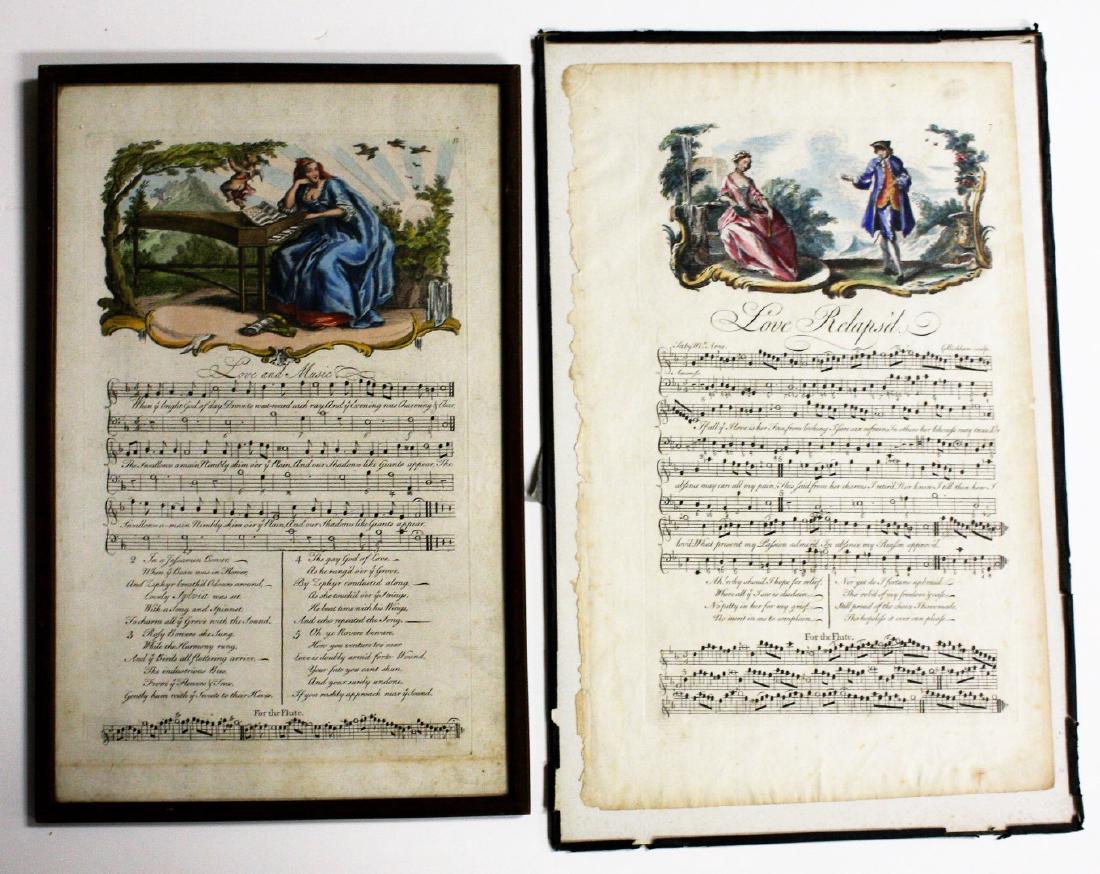 Two(2) Early Hand Colored Sheet Music Pages (1 of 4)