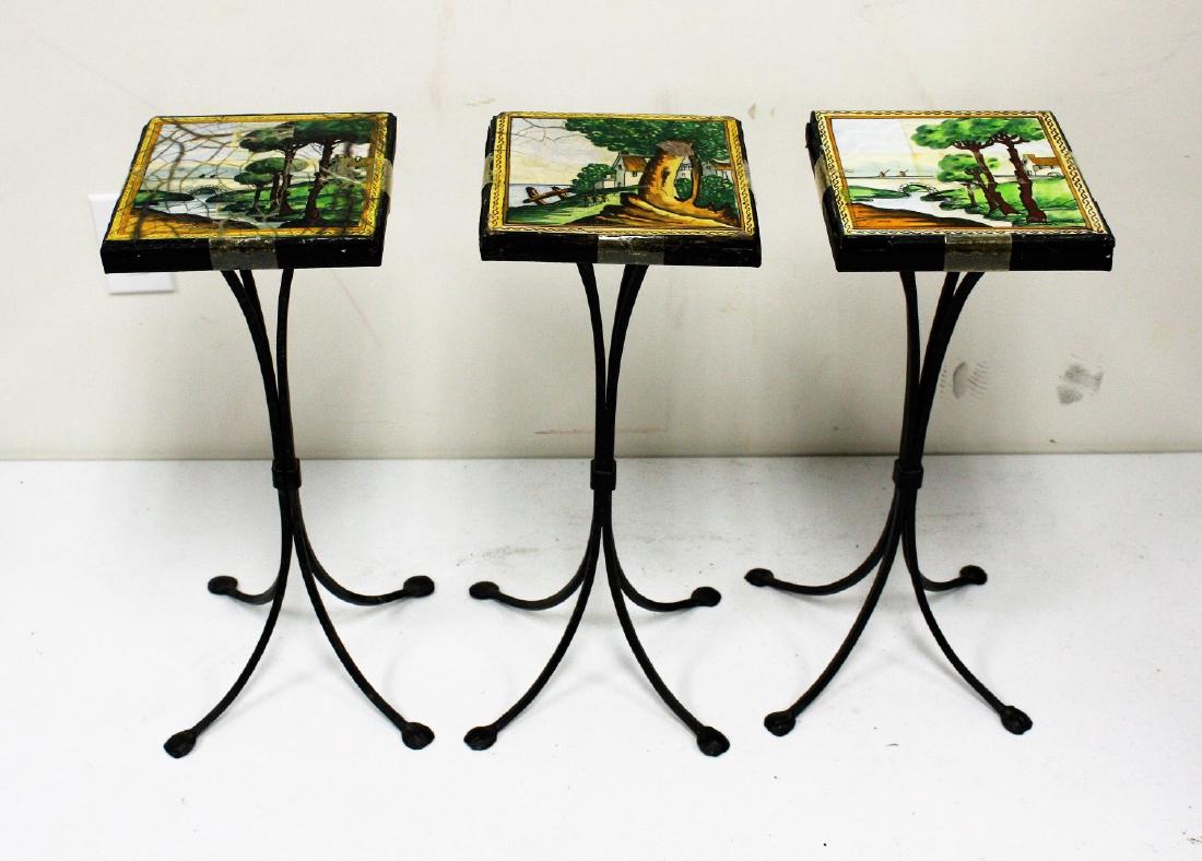 Three(3) Tile Top Iron Stands (1 of 5)